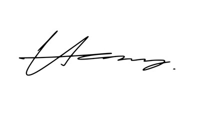Abstract signature idea starting letter H for document. Vector with transparent background or alpha channel.