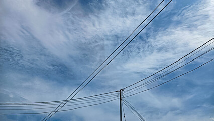 electric pole with enchanting cloud background