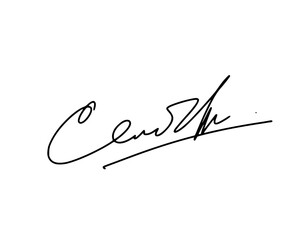 First letter C signature ideas for documents. Vector with transparent background or alpha channel.