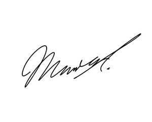 First letter M signature ideas for documents. Vector with transparent background or alpha channel.