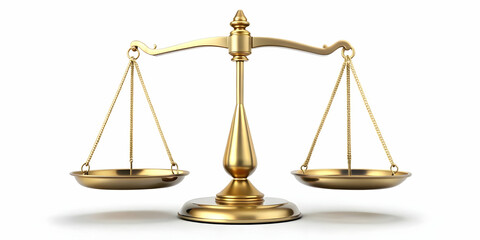3D Icon of Legal Scales on Plain White Background - Minimalist Design with Copy Space for Justice Message Concept on Human Rights Day