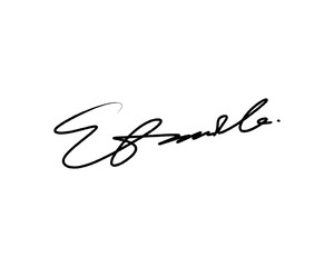 Abstract signature idea starting letter E for document. Vector with transparent background