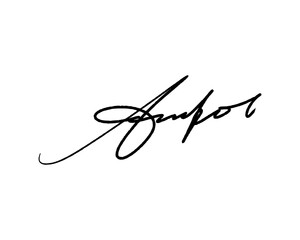 Abstract signature idea starting letter A for document. Vector with transparent background or alpha channel.