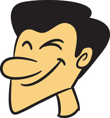 Funny Male Face Avatar Cartoon Illustration
