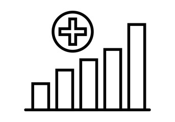 Icono negro de aumento de ganancias en gráfico