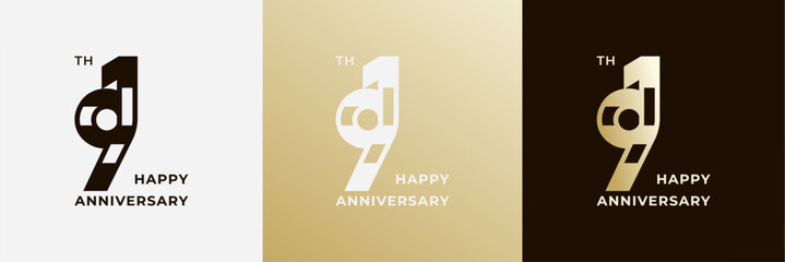 Logo 91th, 91 years happy anniversary, Creative design template for celebration, birthday, greeting and invitation. Editable file
