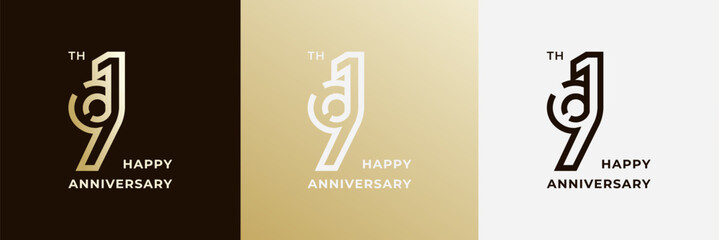 Logo 91th, 91 years anniversary, Creative design template for celebration, birthday, greeting and invitation. Editable file