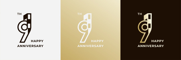 Logo 91th, 91 years anniversary, Creative template for celebration, birthday, greeting and invitation. Editable file