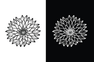 Vintage Aster Flowers Icon. Botanical Silhouette in Flat Design