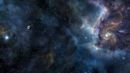 Fototapeta premium Infinite expanse of space filled with dark matter and cosmic nebulae