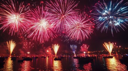 Fototapeta premium Bonfire Night: On November 5th, the UK celebrates Bonfire Night, commemorating the failure of the Gunpowder Plot, with fireworks and bonfires lighting up the skies