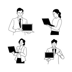 illustration of people working with laptops