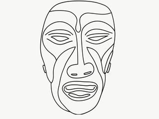 Cultural Mask: A Single Line Depiction of Cultural Identity and Individuality