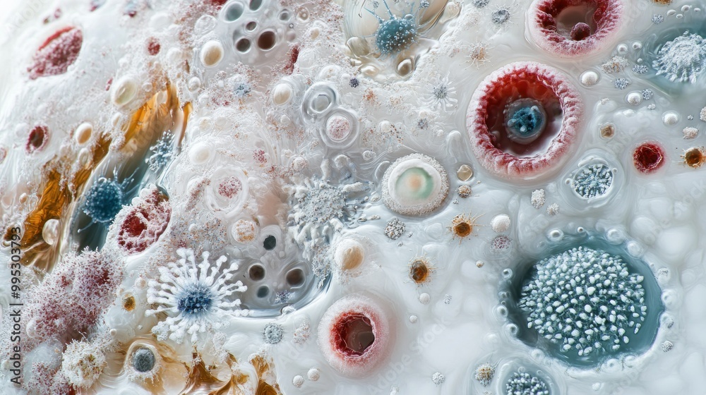 Poster Abstract Microscopic Image of Colorful Cells and Structures