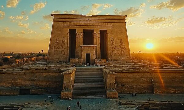 Sunset over the Temple of Philae in Egypt