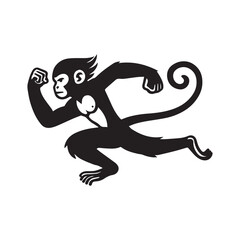 Fototapeta premium Monkey Clipart Design, Monkey Vector illustration in black and white 