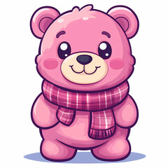 Obraz premium Digital illustration of a cute plush bear for greeting cards, posters, and children's decor, generated ai