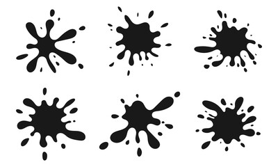 isolated black ink paint splatter set. paint splatter drop shape . ink splash design element