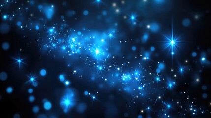 Obraz premium Glowing neon elements in darkness with blue star like lights Abstract illustration featuring blurred luminous effects and a radiant background