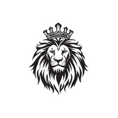 Fototapeta premium lion luxury logo icon template, elegant lion logo design illustration, lion head with crown logo, lion elegant symbol