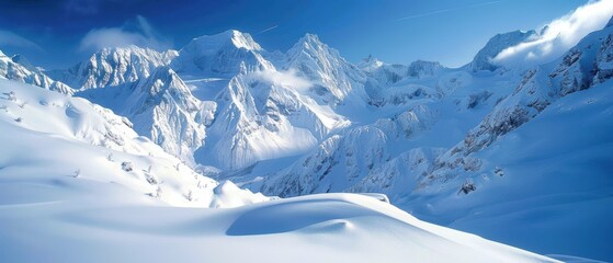 Obraz premium Serene Snow-Covered Mountain Landscape in Bright Light