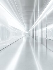 Obraz premium Futuristic hallway design featuring a modern interior concept in a 3D rendered environment
