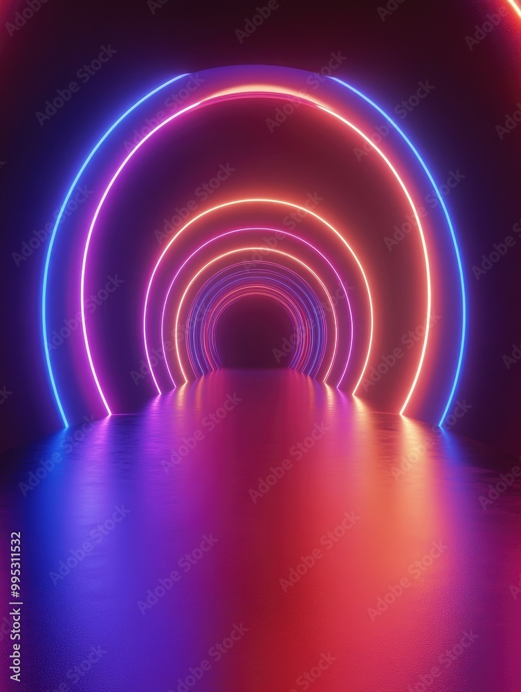 Poster abstract 3d rendering of a circular opening with a luminous background