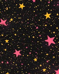 Fototapeta premium Dark pink and yellow 2D cartoon texture featuring Milky Way stars Contemporary abstract design including Big Dipper stars Ideal for astronomy themed websites
