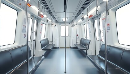 Obraz premium Empty subway car representing closed travel, strike or bad weather