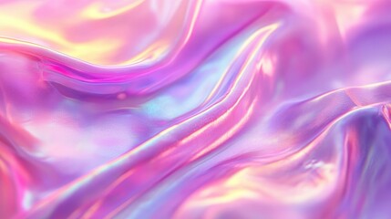 Obraz premium Vibrant Pearlescent Background Futuristic Pop Art Illustration Shiny Violet Gradient Holographic Effect Colorful Plastic Texture Digital Light Play Neon 2D Cartoon Style Pink Pearlescent Surface