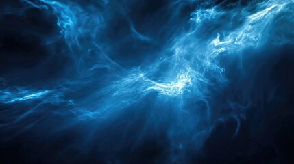 Blue fantasy rays against a dark backdrop