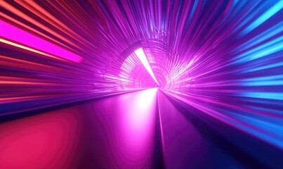 Fototapeta premium Journeying through a vibrant tunnel of light rays rendered in 3D