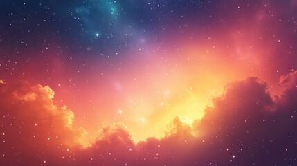 Fototapeta premium Stars in the sky during sunrise or sunset Abstract backdrop featuring vibrant dawn colors and celestial bodies