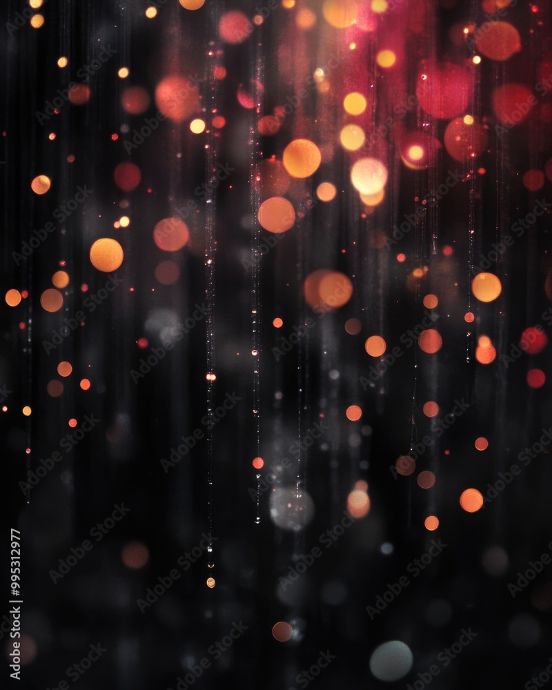 Canvas Prints abstract black bokeh with unique festive lights in soft focus