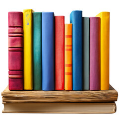 Multilingual Children&rsquo;s Books on Shelf on Transparent Background	