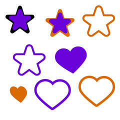 Icon candy, heart and star on Halloween Day.