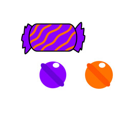 Icon candy, heart and star on Halloween Day.