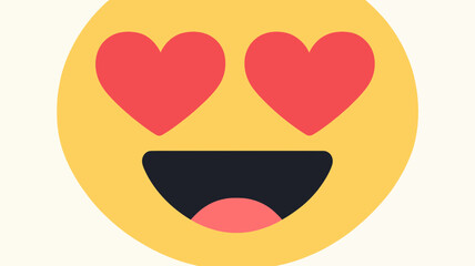 Heart-eyes Emoticon Vector Illustration - Love, Romance, and Happy Facial Expression Emoji For Social Media Graphics
