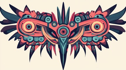 Fantasy tribal ethnic tattoo icon in a 2D cartoon style illustration
