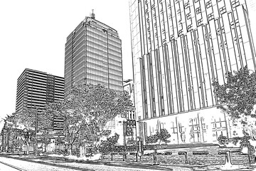 大阪府堺市堺東中心街　線画