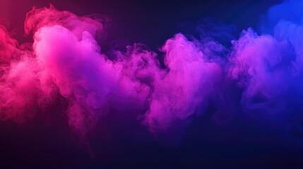 Fototapeta premium Vibrant neon smoke clouds on a dark gradient backdrop emitting a luminous glow