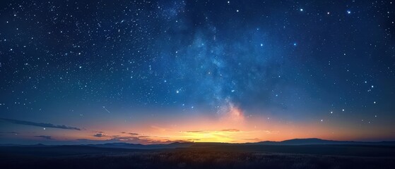 Obraz premium Tranquil Night Sky with Stars and Distant Horizon