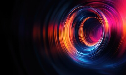 Abstract illustration of electric target ring distortion on a black background vertical composition