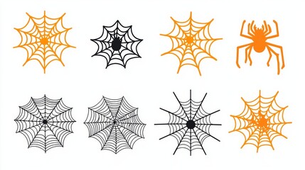 A set of simple vector graphics on a white background, in a realistic style with a simple design, flat colors, and a symmetrical arrangement
