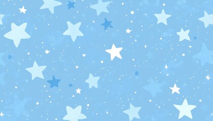 Light blue 2D cartoon backdrop featuring variously sized stars Soft decorative design in a minimalist style suitable for mobile themes
