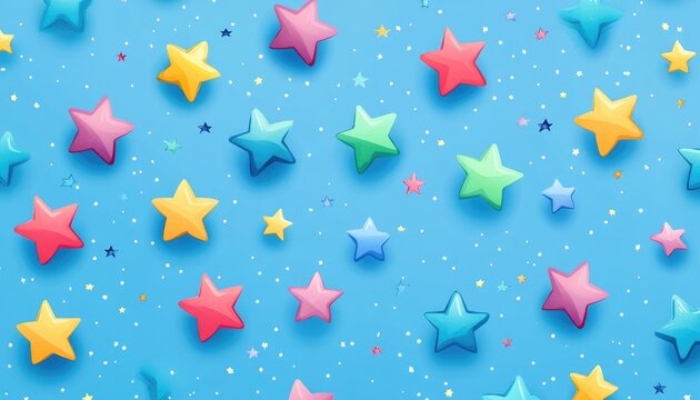 Light blue 2D cartoon backdrop featuring vibrant stars Contemporary geometric abstract design with stars ideal for mobile themes