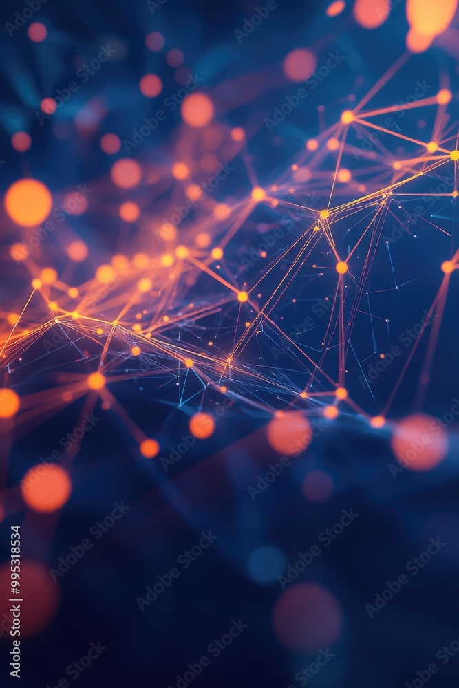 Poster abstract 2d cartoon particles and lines showcasing a plexus effect a futuristic illustration depicti