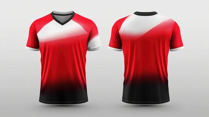 Realistic mockup template for soccer jerseys and sportswear t shirts featuring front and back views for easy customization of artwork text images and logos EPS10 2D cartoon