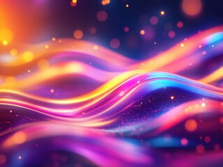 Fototapeta premium Dynamic LED illumination Futuristic technology Vibrant neon flares Colorful light rays Magical motion lines Sparkling studio ambiance Holographic projection Enigmatic beams Chic fantasy setting Bri