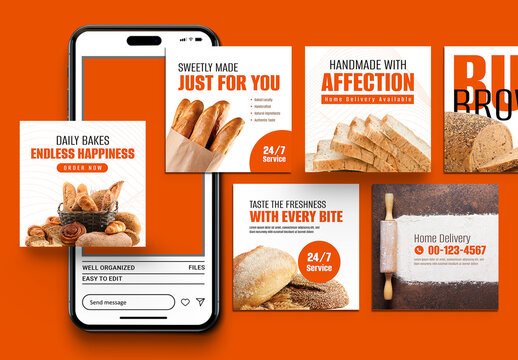 Bakery Food Social Media Post Template